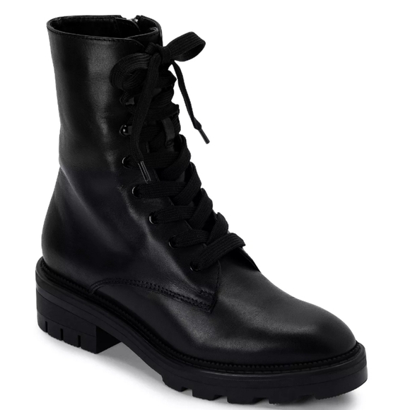 Dolce Vita Shoes - Dolce Vita Lottie Almond Toe Leather Combat Boots Black 9.5